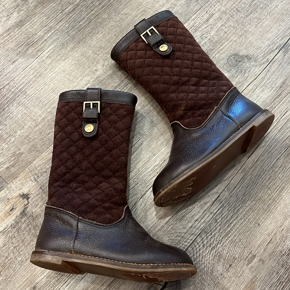 Janie and Jack quilted brown riding boots. Leather with manmade sole.